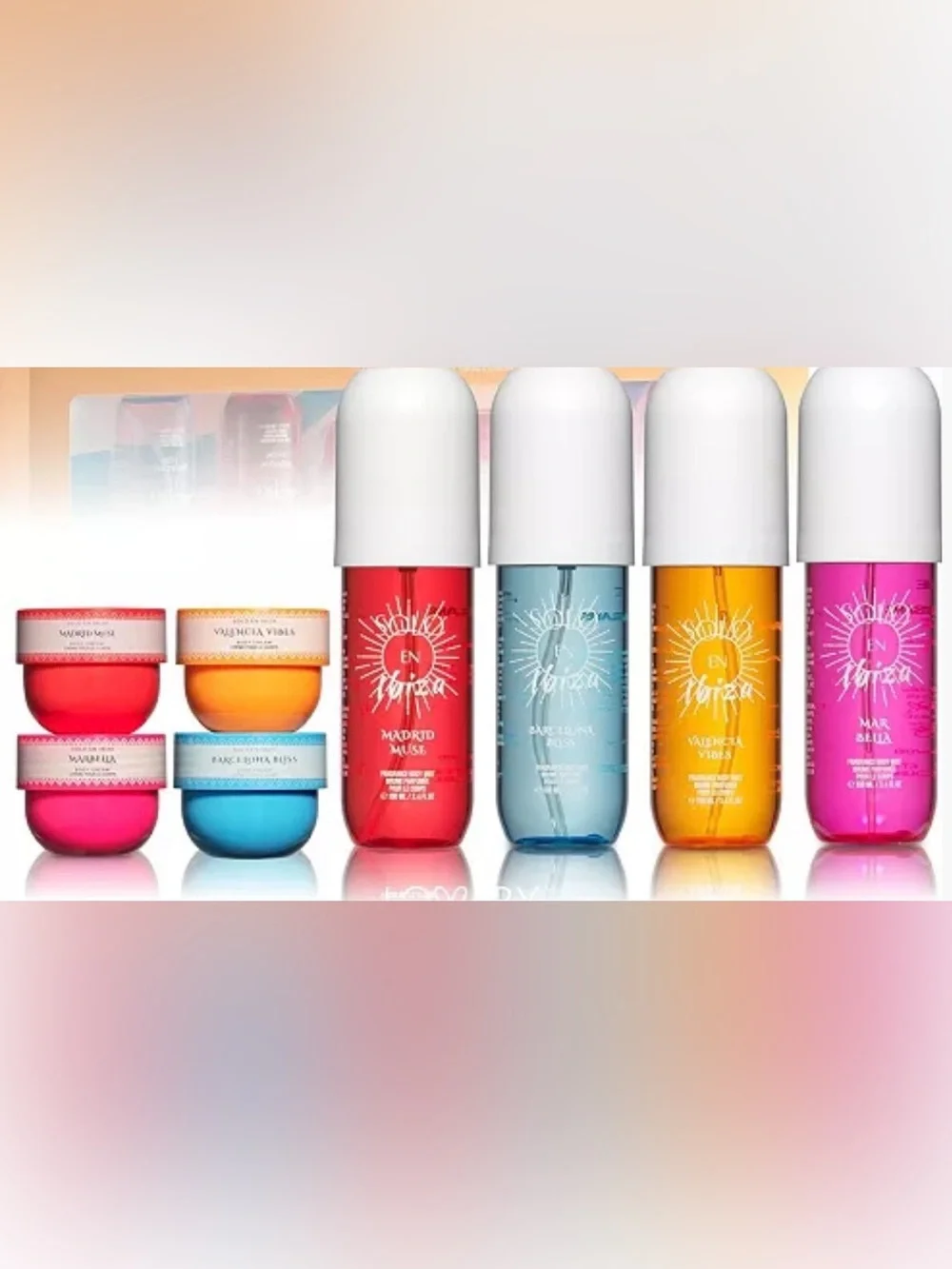 New 8 Piece Solo en Ibiza Body Mist & Cream Gift Set MSRP $149 Cult Favorite